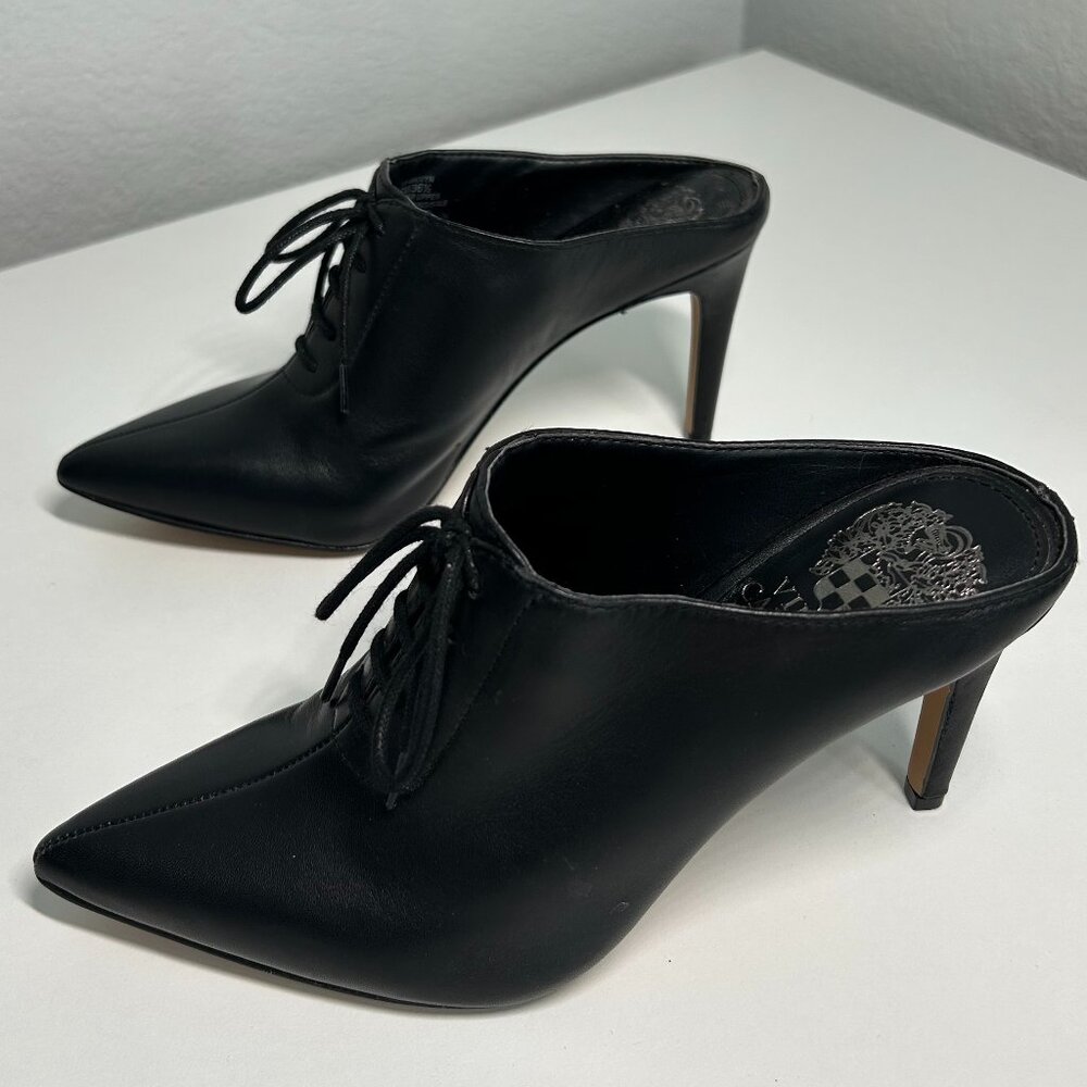Vince Camuto Mule Heels – Black Leather Size 6